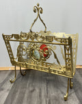 Newspaper Rack Vintage French Brass Ornate Freestanding Holder LOT 46822