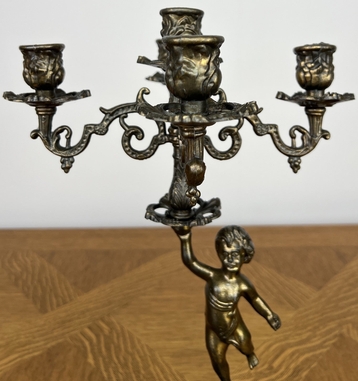 Candelabra Vintage French Cherub 5 Arm Ornate Candle Holder LOT 60572