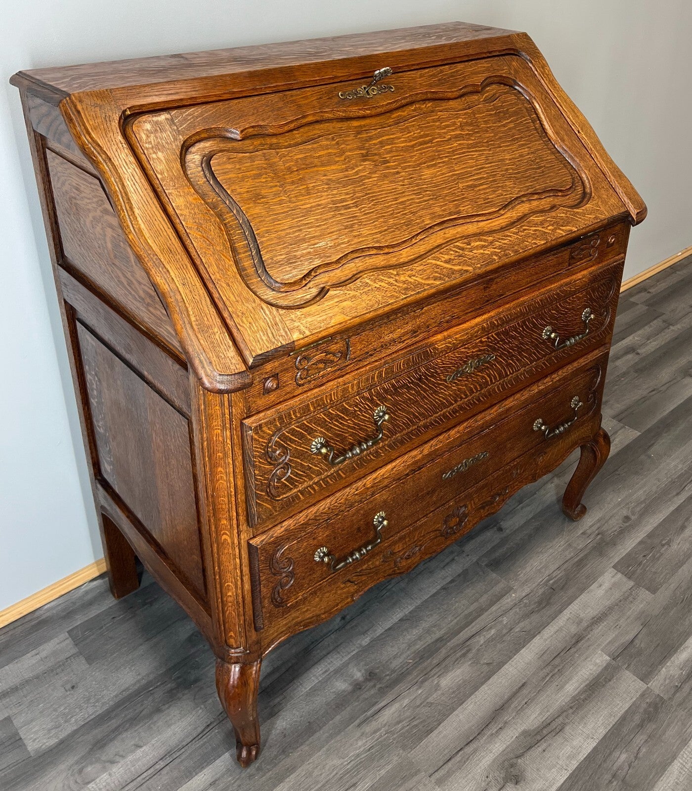 Secretaire Writing Desk Antique French Style Bureau Drop Front Cabinet LOT 35232