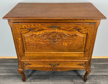 Cabinet Vintage French Louis XVI Style Oak Fall Front Carved Sideboard LOT 37790