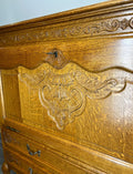 Cabinet Vintage French Louis XIV Style Carved Drop Front Oak Sideboard LOT 26518