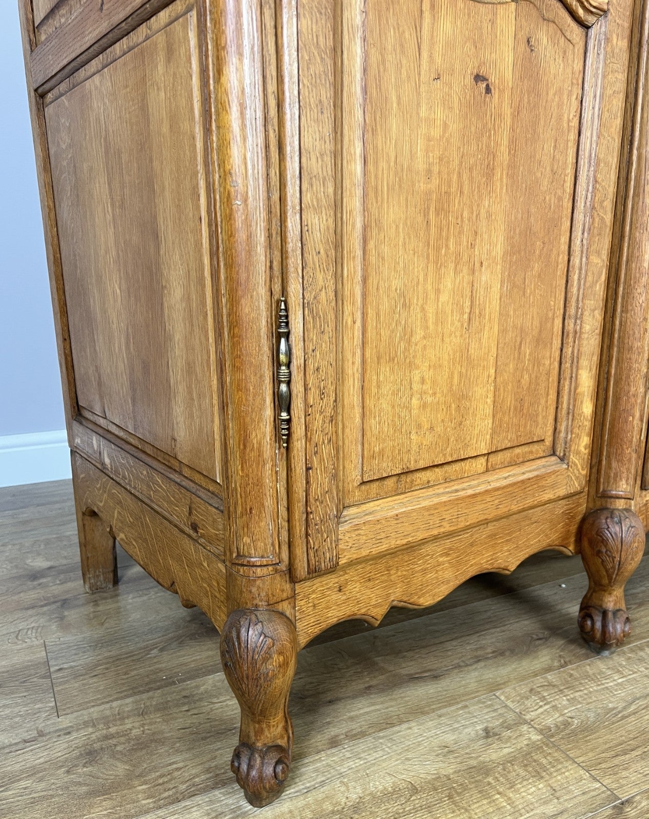 Wardrobe Vintage French Louis XVI Style Oak Four Door Carved Armoire LOT 609910