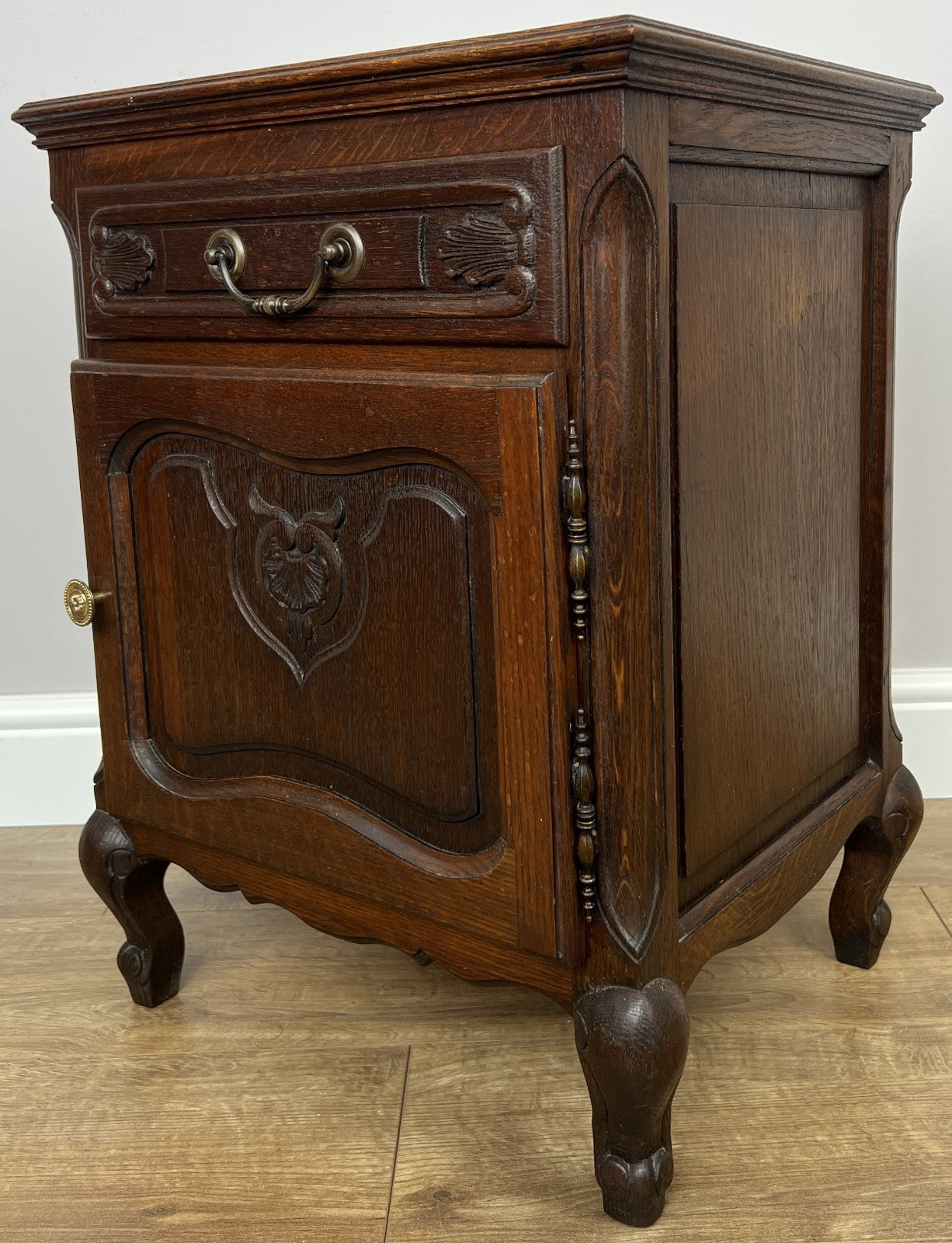 Bedside Table Vintage French Louis XVI Oak Cabinet Cupboard Nightstand LOT 62332