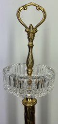 Vintage French Ashtray Stand Brass & Crystal Ornate Pedestal LOT 42322