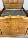 Bed Vintage French Louis XVI King Size Bed Frame Oak Carved Headboard LOT 47013