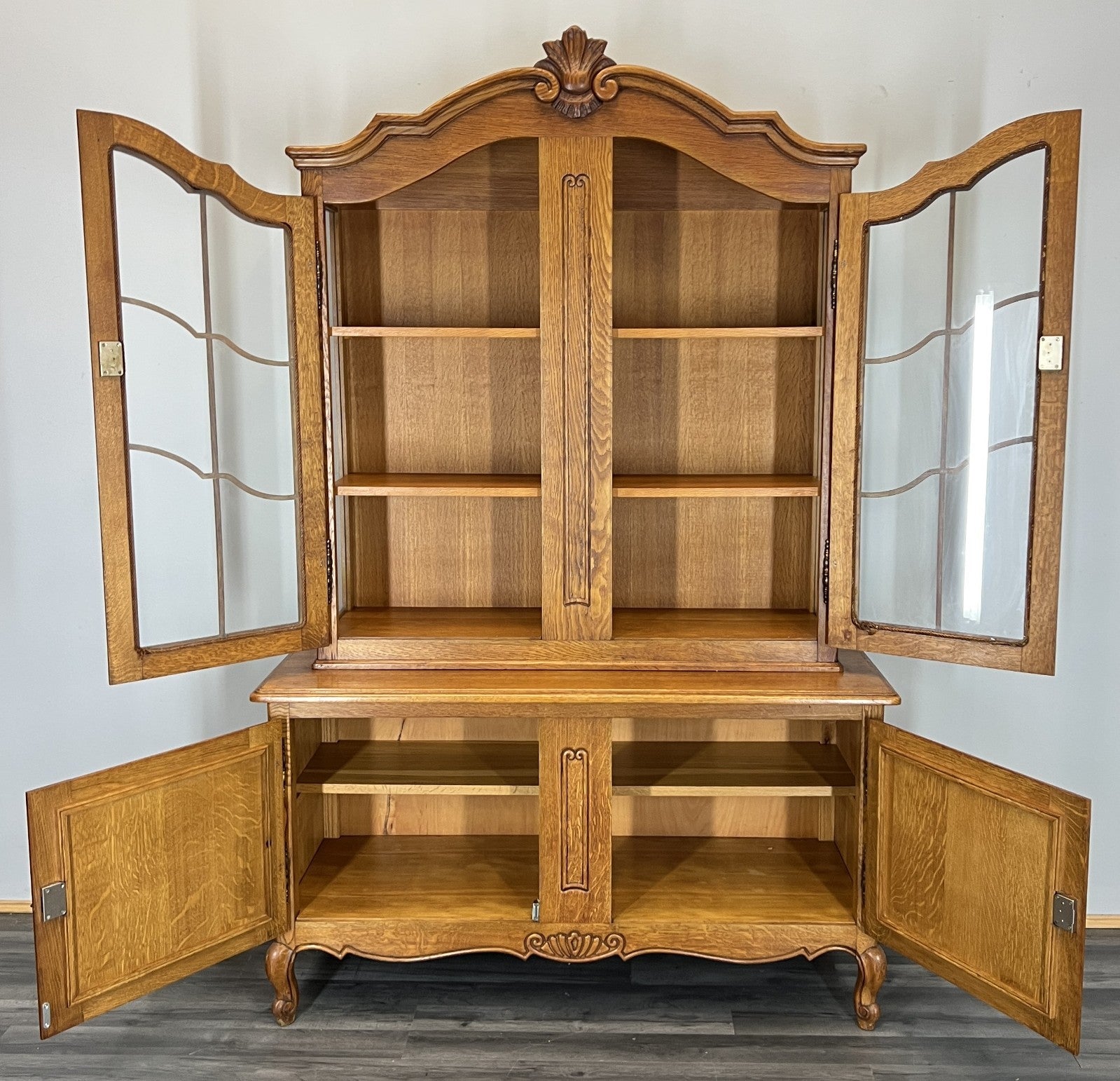 Bookcase Vintage French Louis XVI Oak Display Cabinet Carved Sideboard LOT 457610