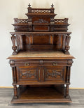 Sideboard Antique French Style Walnut Marble Display Cabinet Cupboard LOT 35761