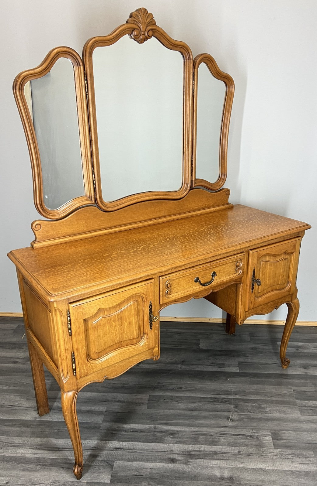 Vintage Dressing Table with Mirror French Oak Louis Vanity Table Makeup LOT 45200