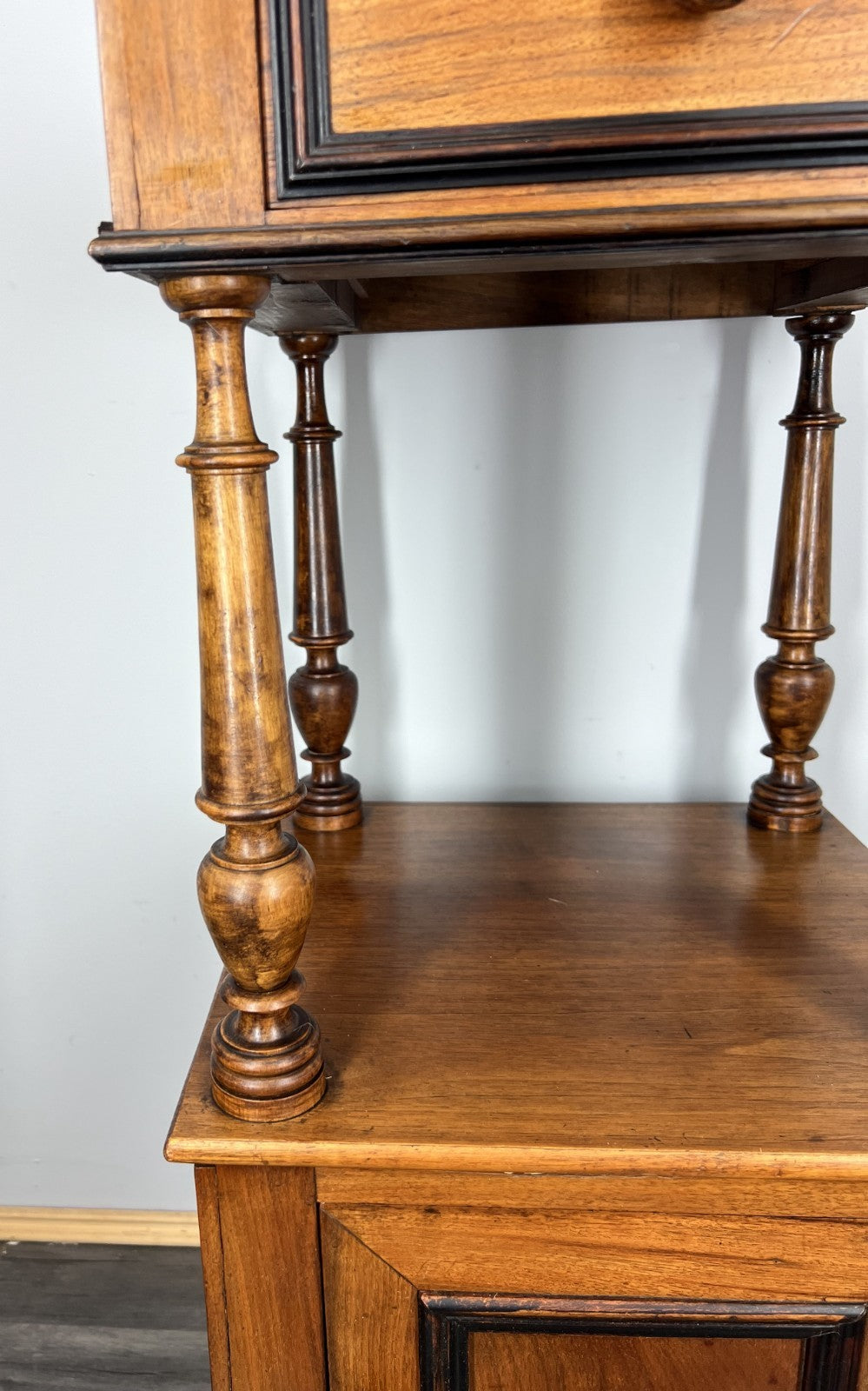 Bedside Table Antique French Style Marble Top Walnut Cupboard Cabinet LOT 40436