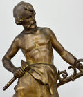 Clock Antique French Ornate Figural Marble Forgeron Mantel Clock LOT 6479