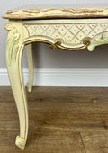 Coffee Table Vintage Shabby Chic Louis XVI Marble Top Carved Table LOT 62785