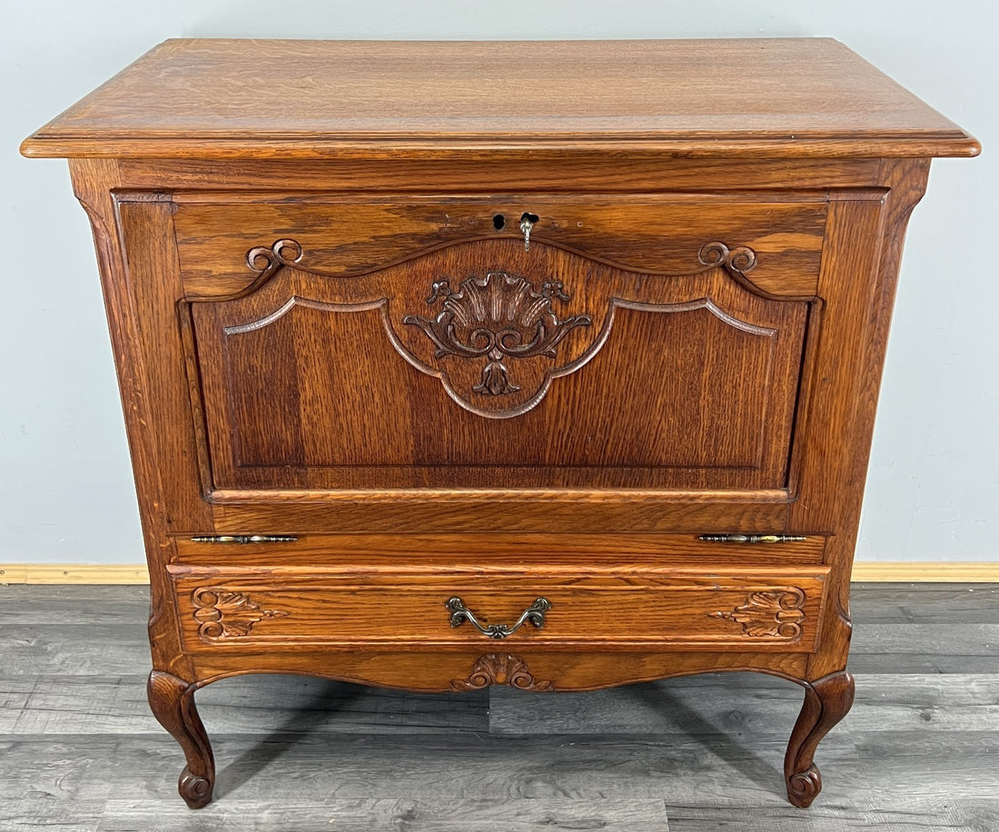Cabinet Vintage French Louis XVI Style Oak Carved Sideboard with Drawer LOT 45790