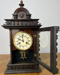 Clock Vintage Junghans Wooden Mantel Clock Glass Door Table Clock LOT 605515