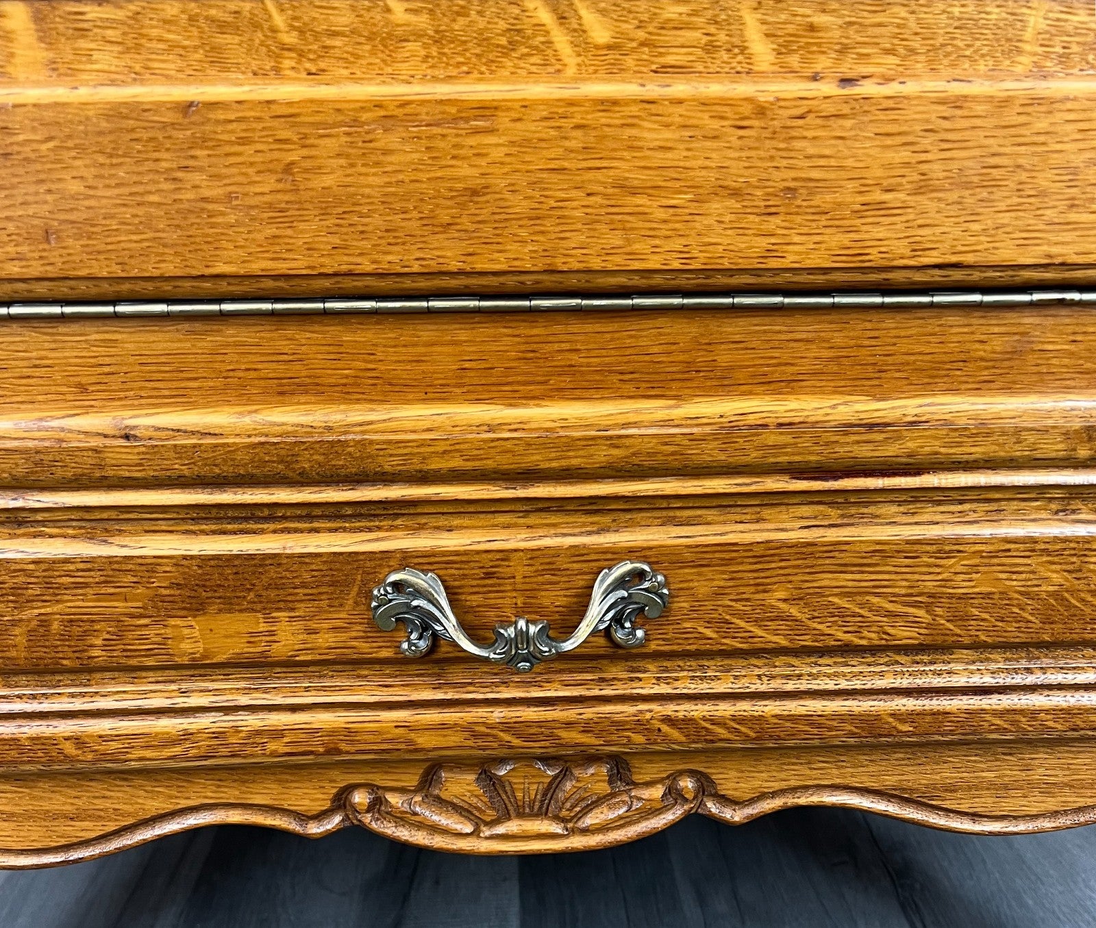 Cabinet Vintage French Louis XIV Style Drop Front Oak Carved Sideboard LOT 18125