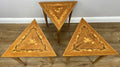 Vintage French Nested Triangle Inlaid Set 3 Pieces Carved Tables LOT 49064
