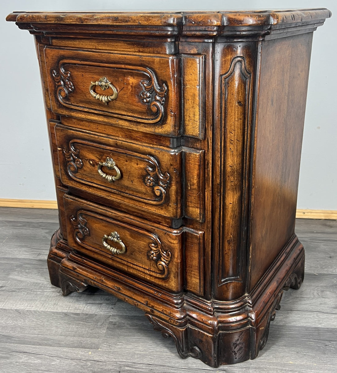 Bedside Tables Vintage French Style Nightstands Cabinets 3 Drawers LOT 4297