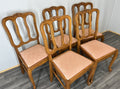 Chairs Vintage French Louis XVI Style Oak Upholstered Set of 5 Carved LOT 44023