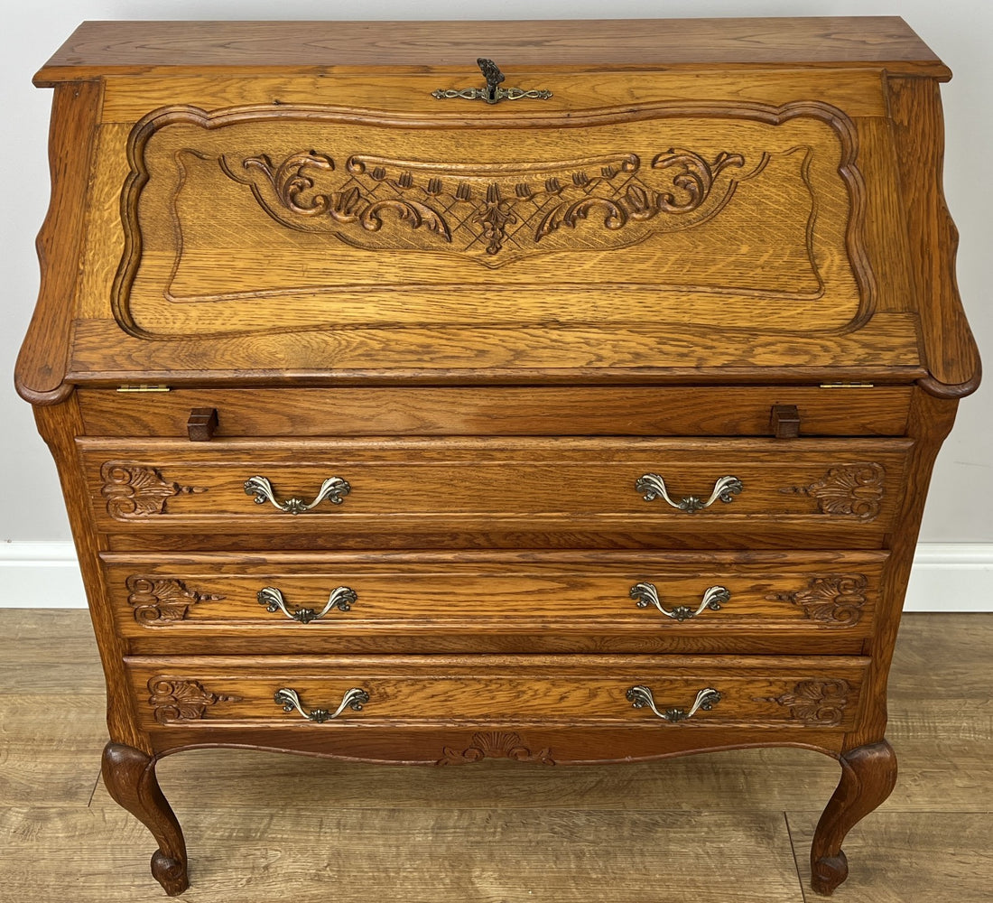 Secretaire Writing Desk Vintage French Style Oak Rare Bureaux Cabinet LOT 60910