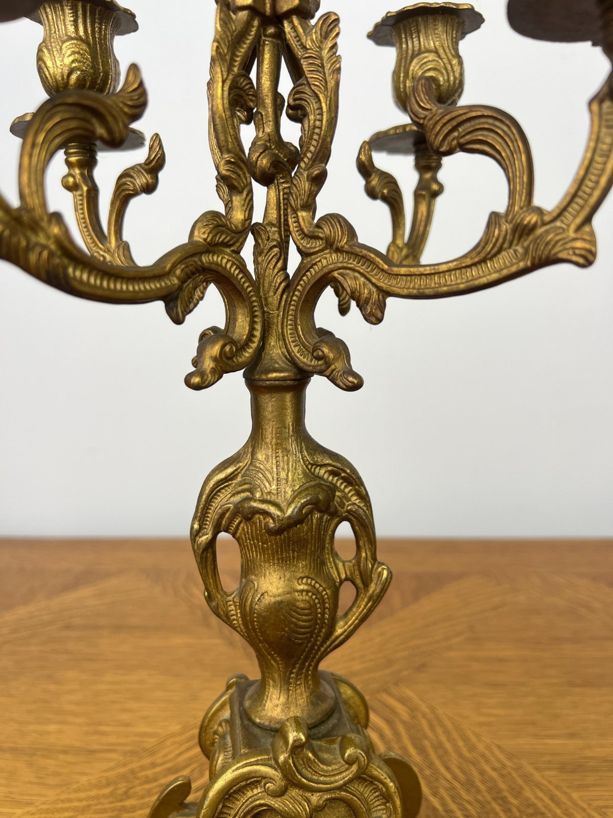 Candelabras Vintage French Brass Pair Ornate 5 Arm Candle Holders LOT 60447