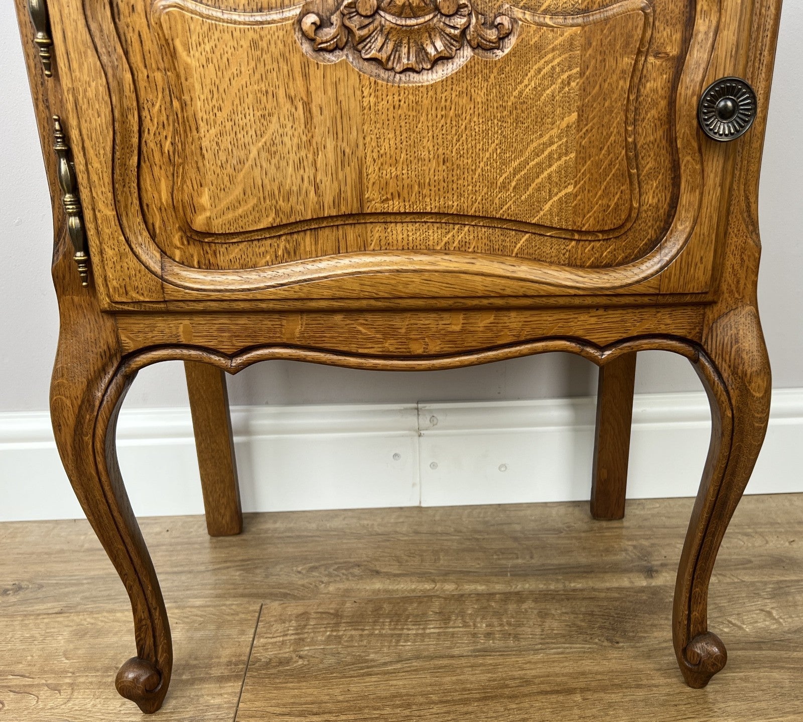 Pair of Bedside Tables Vintage French Louis Oak Nightstands Cabinets LOT 62145