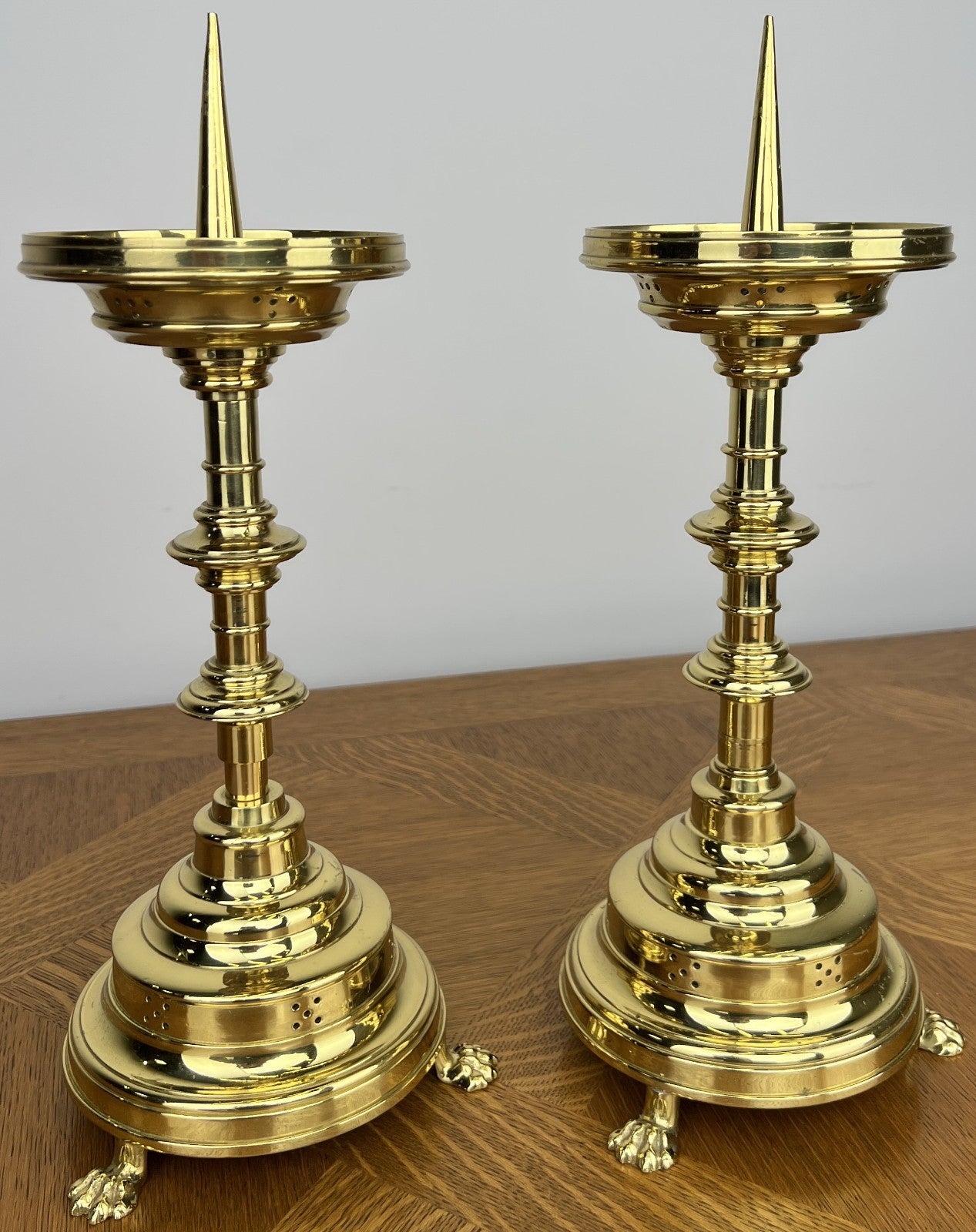 Pair of Candle Holders Vintage French Style Brass Gold Candlesticks LOT 60303