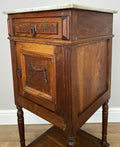 Bedside Table Antique French Oak Marble Top Cupboard Carved Cabinet LOT 601310