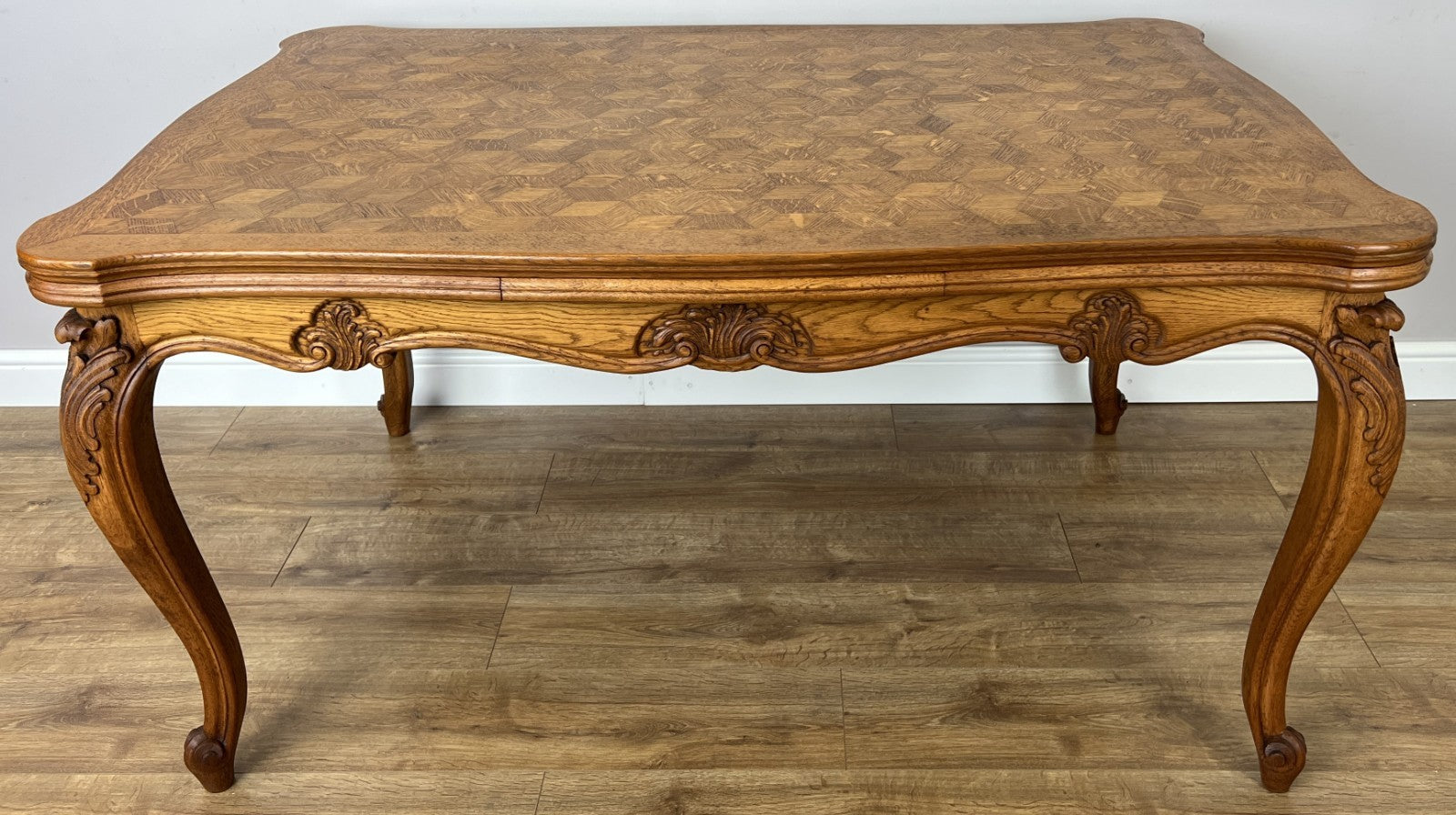 Dining Table Vintage French Louis XVI Carved Oak Extendable Table LOT 63580