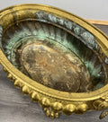 Planter Brass Big Vintage French  Lion Head Jardinière Footed Bowl LOT 425011