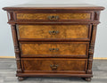 Chest of Drawers Antique French Burr Style 4 Drawers Carved Cabinet LOT 44973
