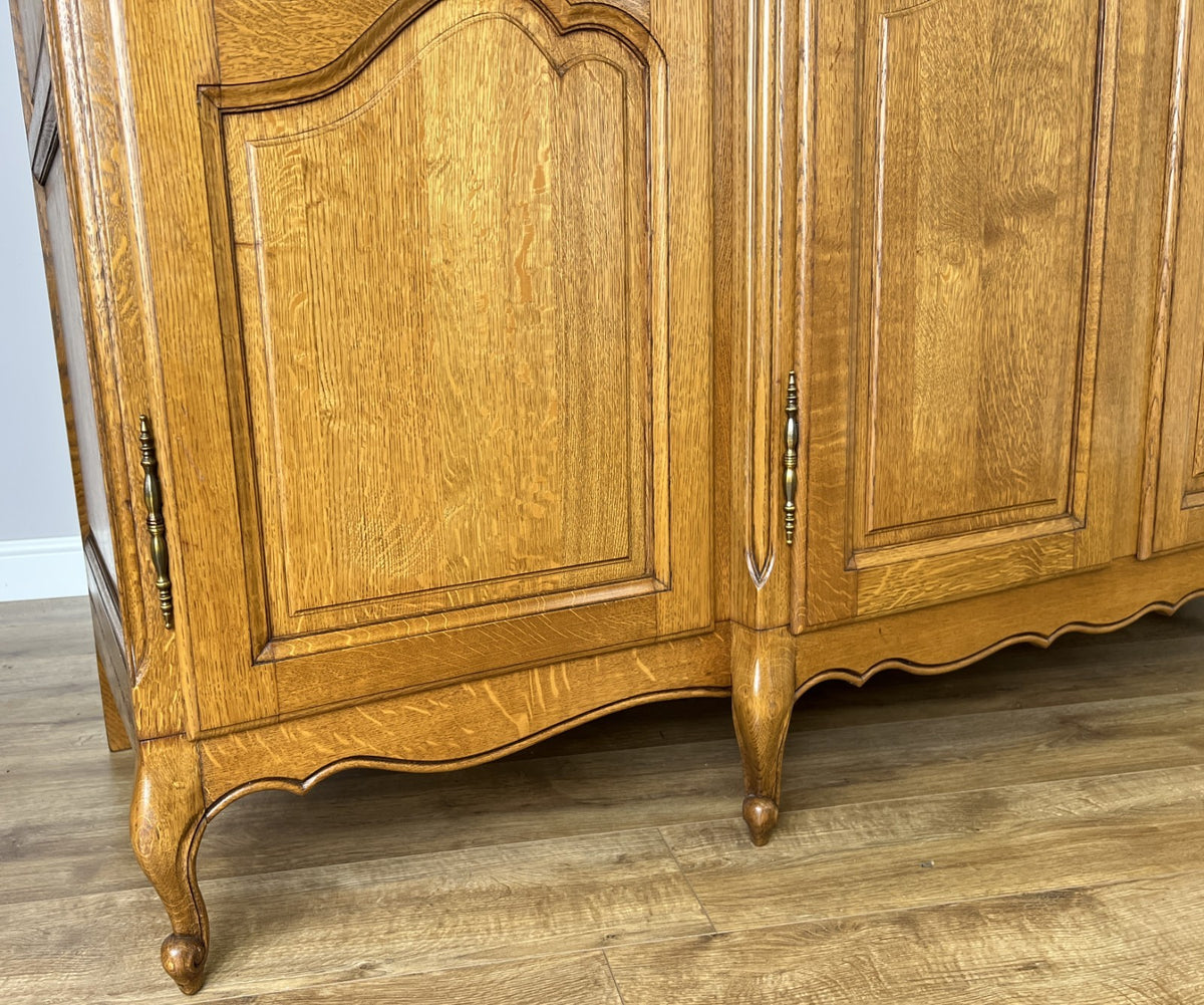 Wardrobe Vintage French Louis XVI Style Oak Four Door Carved Armoire LOT 6497