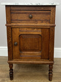 Bedside Table Antique French Style Marble Top Oak Cabinet Nightstand LOT 62351