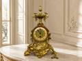 Clock Antique French Style Brass Ornate Mantel Clock with Key LOT 6473