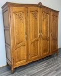 Wardrobe Vintage French Louis XVI Style Oak Four Door Armoire LOT 48145
