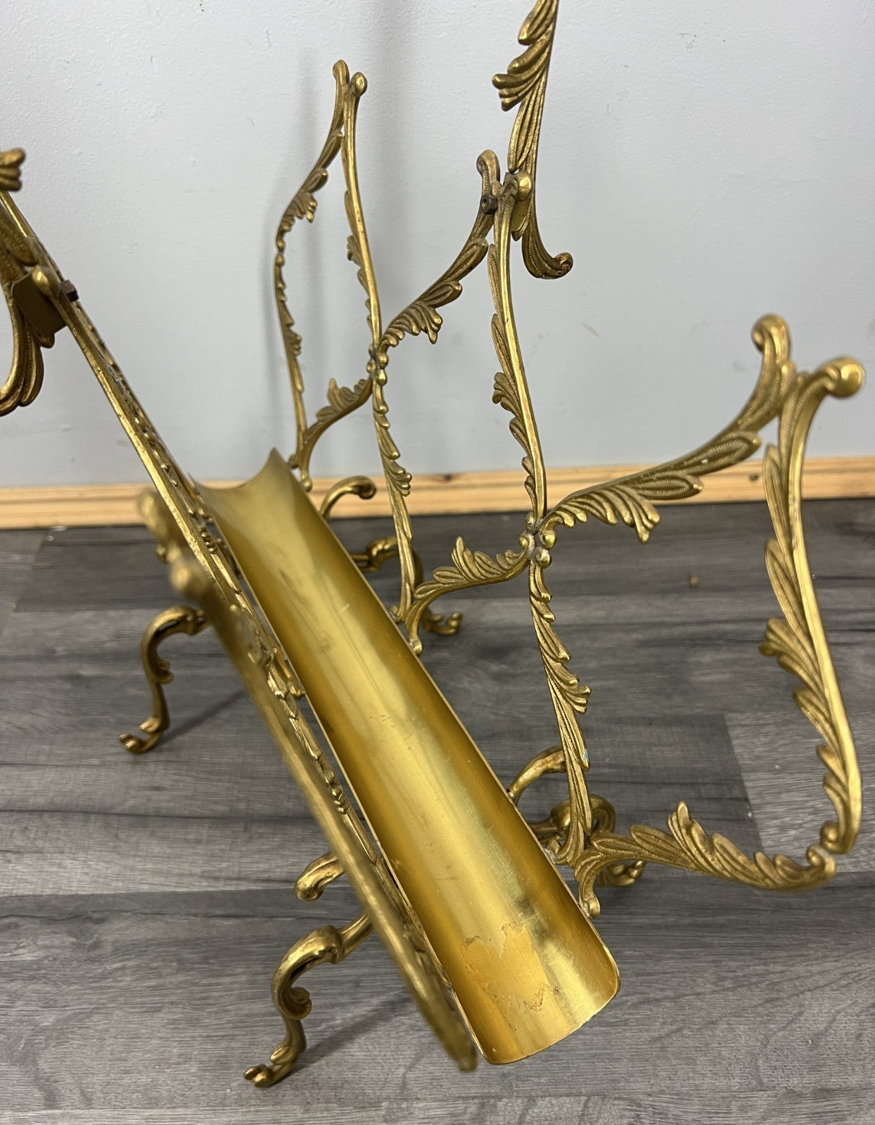 Newspaper Rack Vintage French Style Brass Magazine Stand LOT 463310