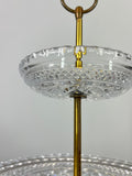 Cake Stand Vintage French Crystal Three Tier Serving Stand Brass Handle LOT 36004