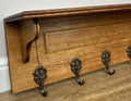Coat Rack Vintage French Oak Wall Mounted 5 Hooks Carved Rack Hanger LOT 62033