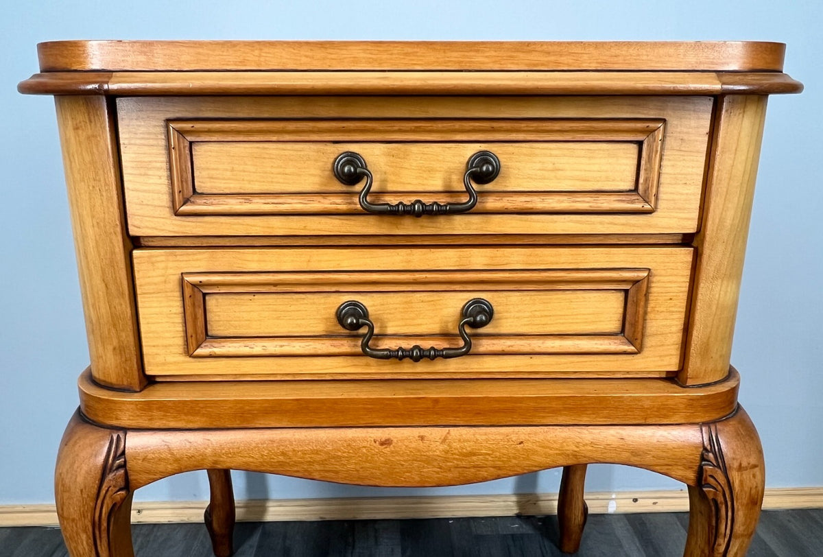 Bedside Table Vintage French Louis XVI Nightstand  2 Drawers Cabinet LOT 35865
