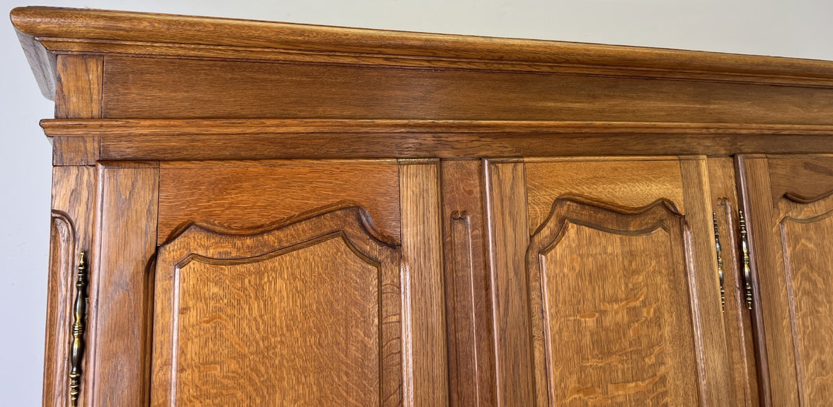 Wardrobe Vintage French Louis XVI Style Oak Four Door Carved Armoire LOT 6506