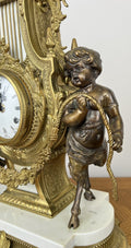 Clock Antique Louis XV Brass Marble Garniture Set With Candelabras LOT 60269