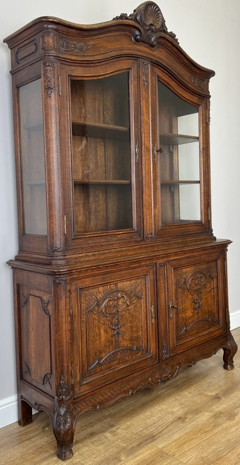 Bookcase Antique French Louis XVI Oak Display Cabinet Carved Sideboard LOT 61492