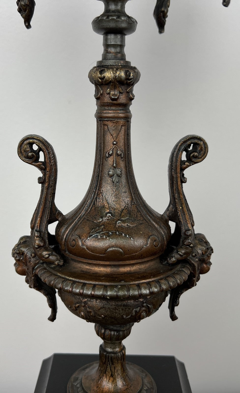 Candelabra Antique French Brass Marble 5 Arm Ornate Candle Holder LOT 49367