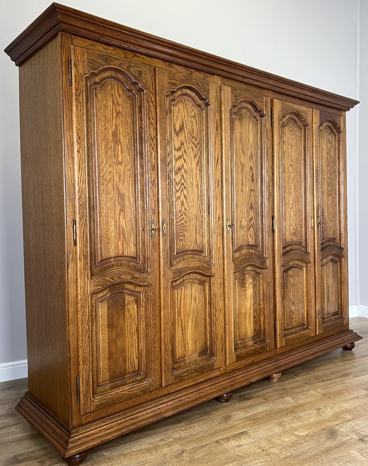 Wardrobe Vintage French Style Five Door Carved Large Storage Armoire LOT 49872