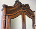 Wardrobe Antique French Style Two Door Walnut Mirrored Carved Armoire LOT 61612