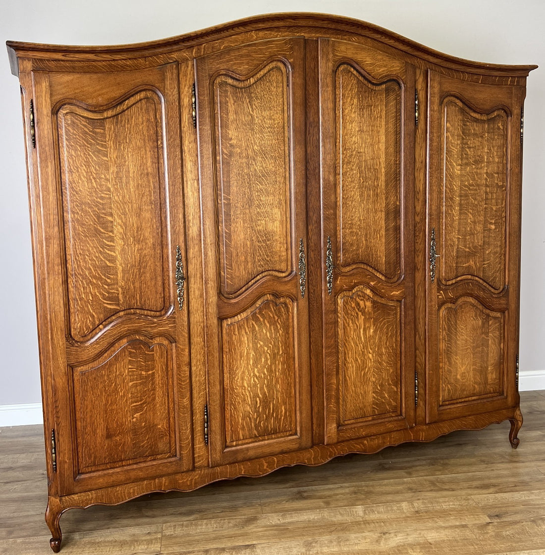 Wardrobe Vintage French Louis XVI Style Oak Four Door Carved Armoire LOT 61050