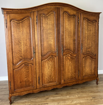 Wardrobe Vintage French Louis XVI Style Oak Four Door Carved Armoire LOT 61050