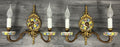 Pair of Wall Lights Vintage Spanish Porcelain Brass Floral Sconces LOT 44151