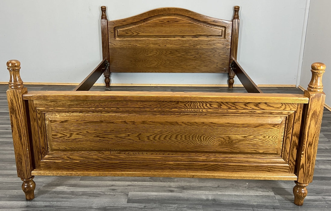 Bed Vintage French Style Double Bed Frame Carved Headboard LOT 46010