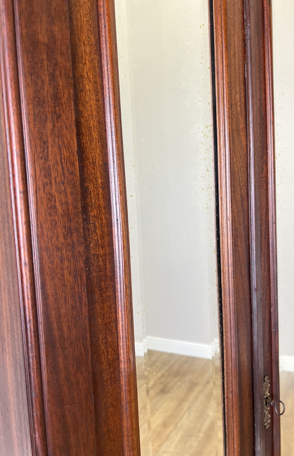 Wardrobe Antique French Style Walnut Two Door Mirrored Carved Armoire LOT 61339