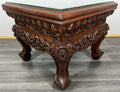 Plant Stand Coffee Table Chinese Mahogany Hand Carved Design Glass Top LOT 43271