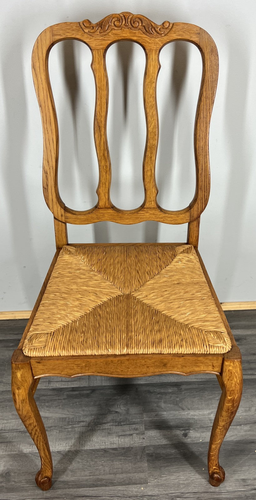 Chairs Vintage French Louis XVI Style Oak Upholstered Set of 4 Carved LOT 44037